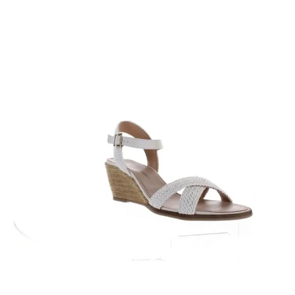 Eric Michael Very Shawna White Raffia Wedge Espadrille Sandals 41 10 - Picture 2 of 5